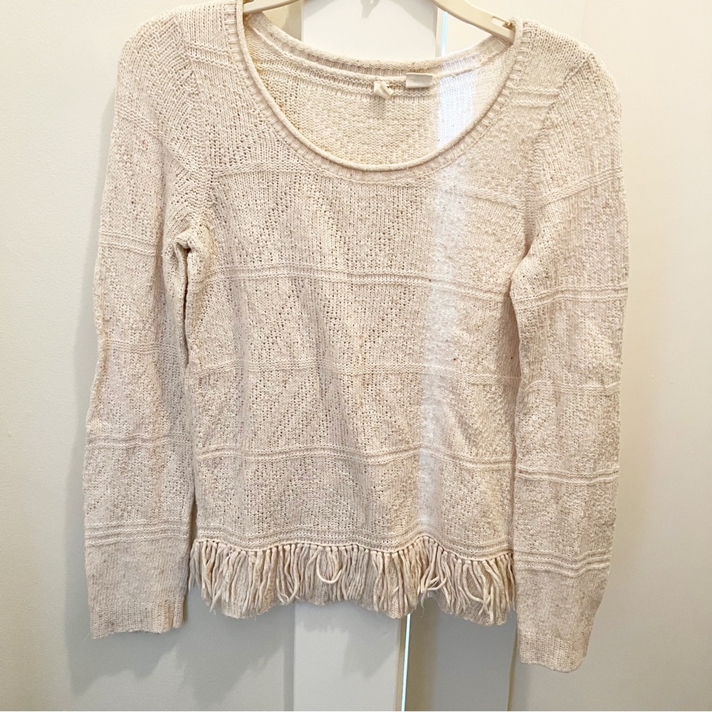 Moth Anthropologie Confetti Knit Fringe Sweater